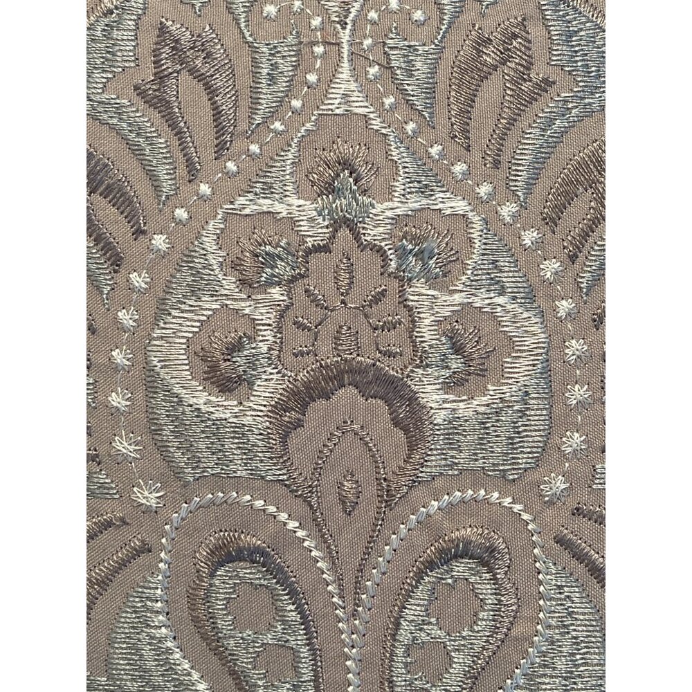 Designer Throw Pillow Embroidered India Square Exotic Beige Taupe Cushion 18x18 - Picture 3 of 8